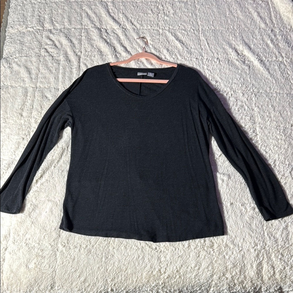 EUC Kenar Size L Knot Back Charcoal Long Sleeve Top